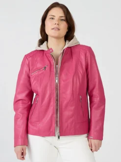 Maze Damen Lederjacke in pink