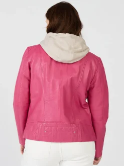 Maze Damen Lederjacke in pink