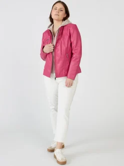 Maze Damen Lederjacke in pink