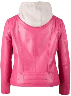 Maze Damen Lederjacke in pink