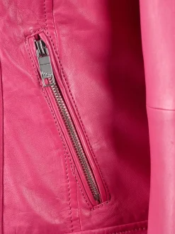 Maze Damen Lederjacke in pink
