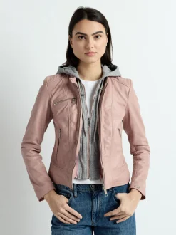 Maze Damen Lederjacke in rosa