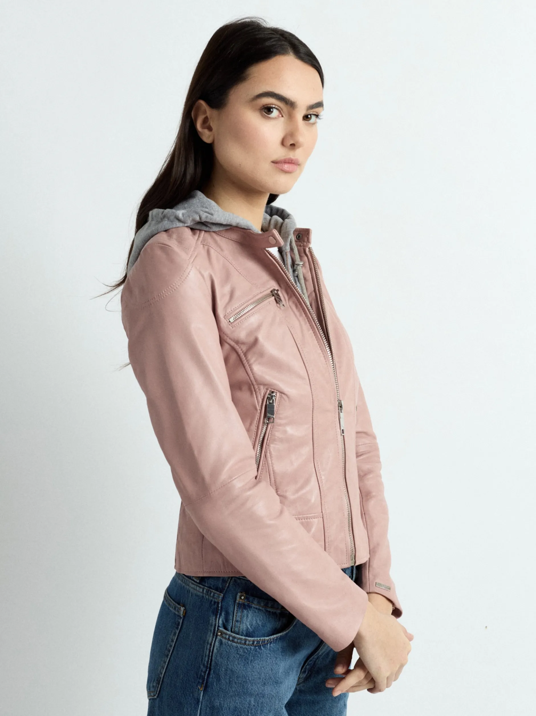 Maze Damen Lederjacke in rosa