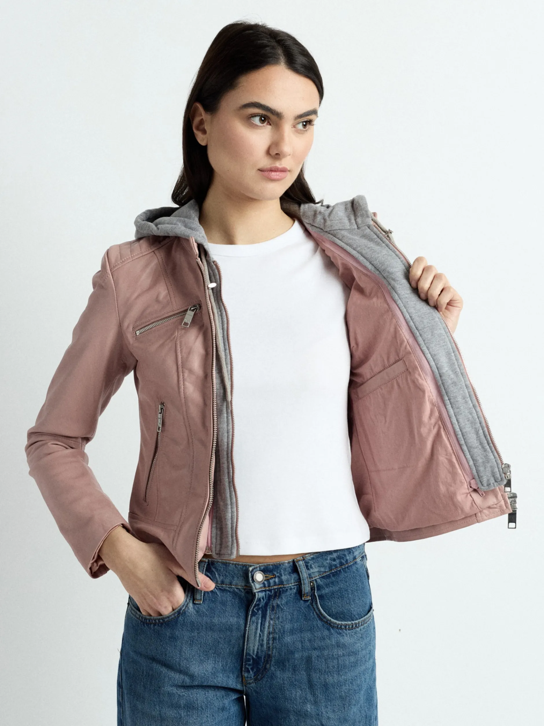 Maze Damen Lederjacke in rosa