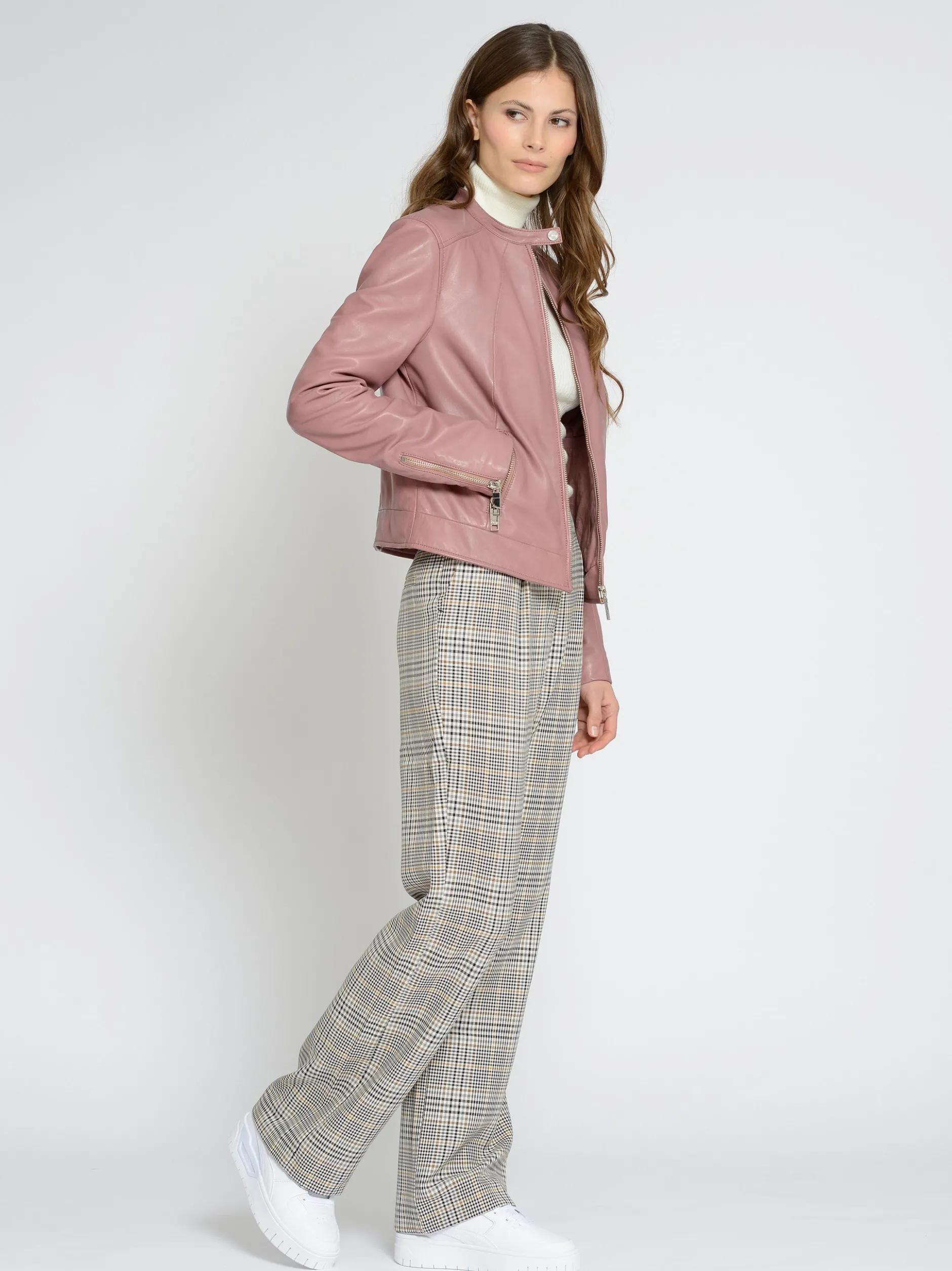 Maze Damen Lederjacke in rosa