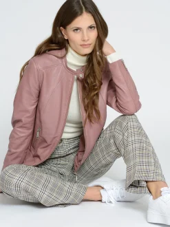 Maze Damen Lederjacke in rosa