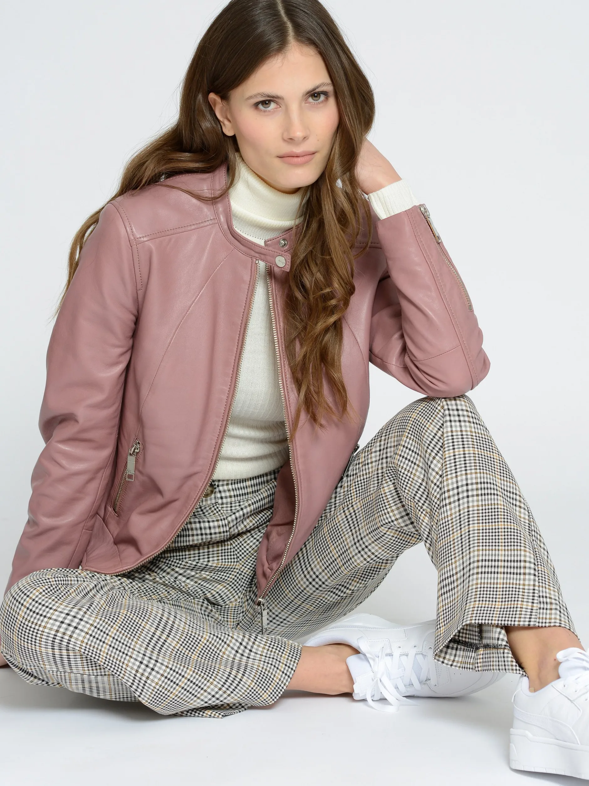 Maze Damen Lederjacke in rosa