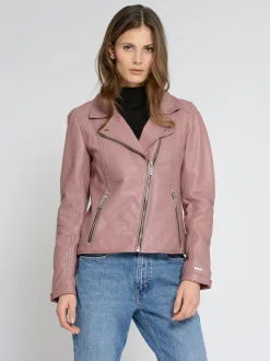 Maze Damen Lederjacke in rosa