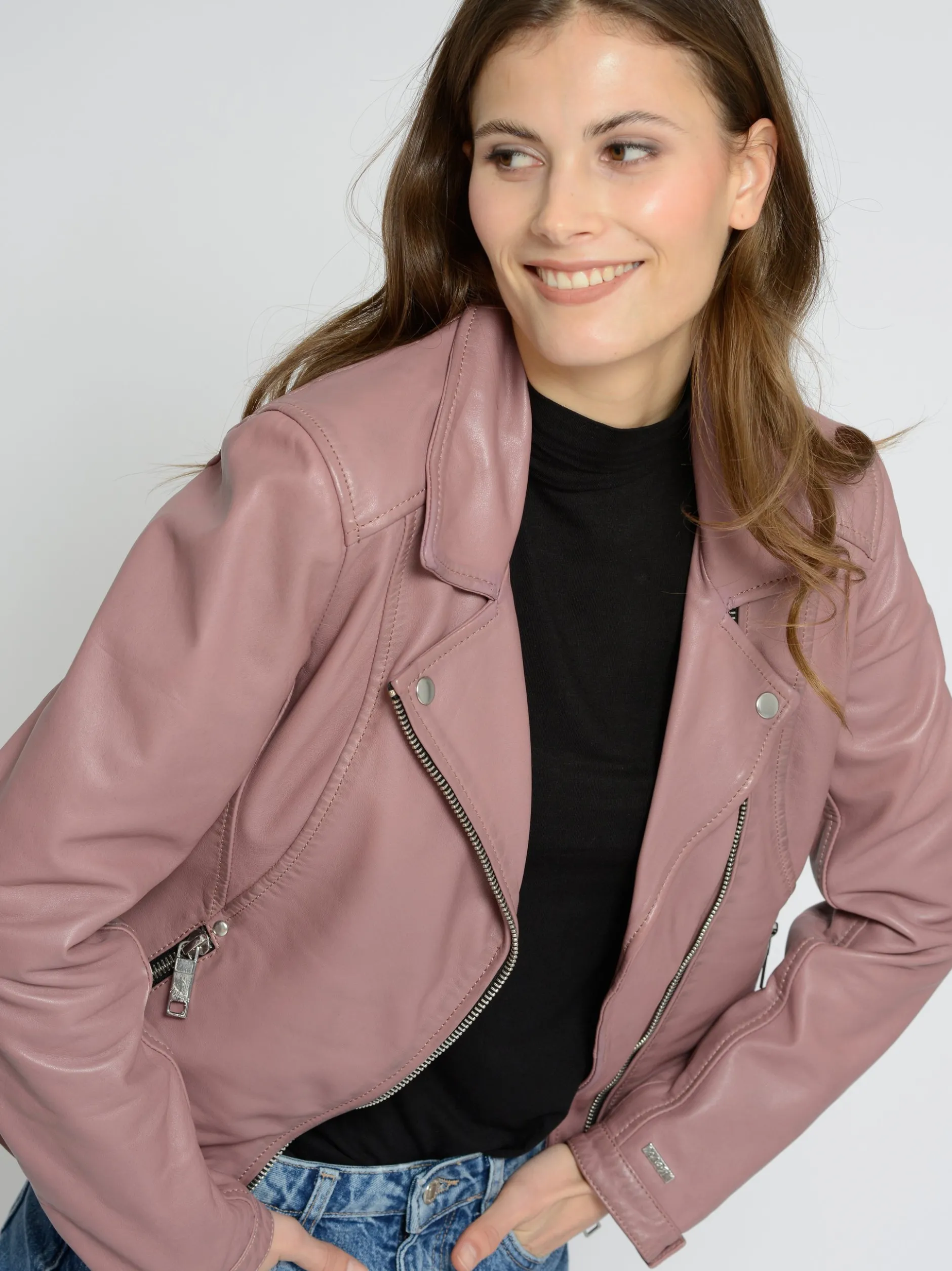 Maze Damen Lederjacke in rosa