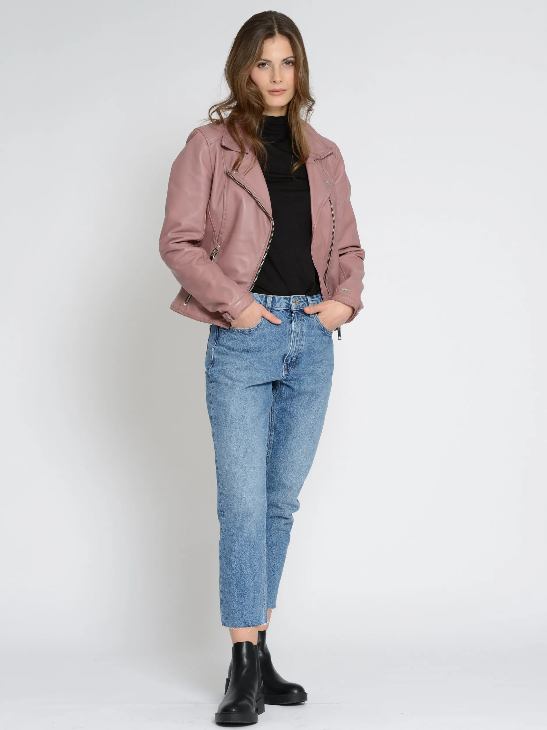 Maze Damen Lederjacke in rosa