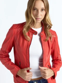 Maze Damen Lederjacke in rot