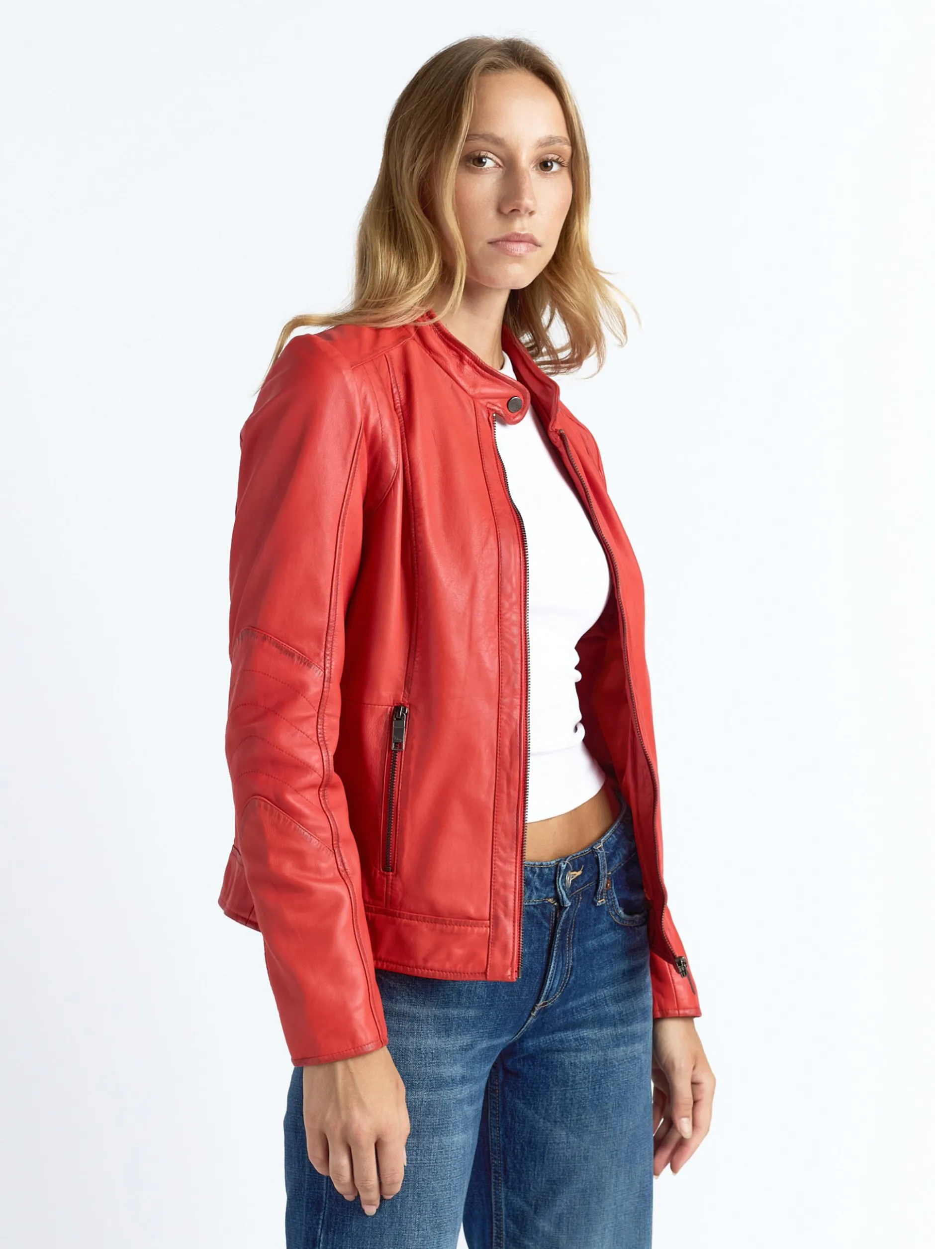Maze Damen Lederjacke in rot