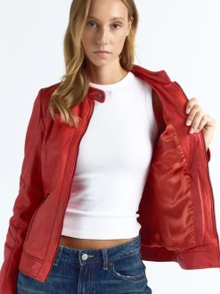 Maze Damen Lederjacke in rot