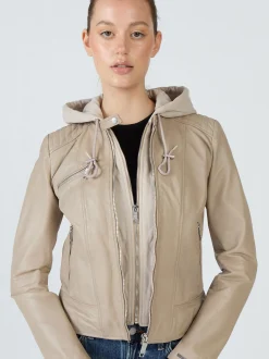 Maze Damen Lederjacke in sand