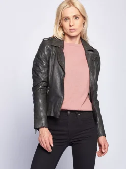 Maze Damen Lederjacke in schwarz