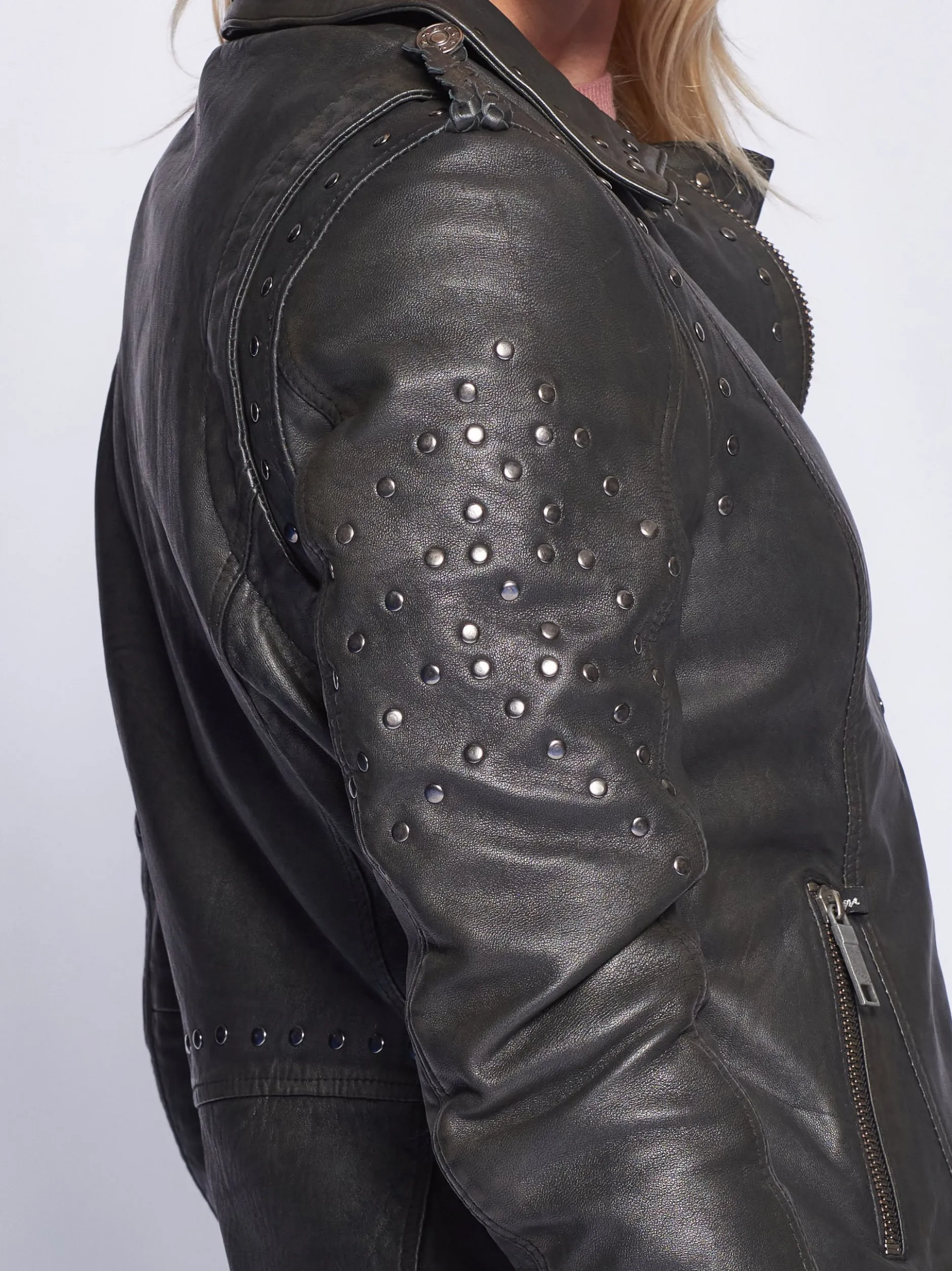 Maze Damen Lederjacke in schwarz