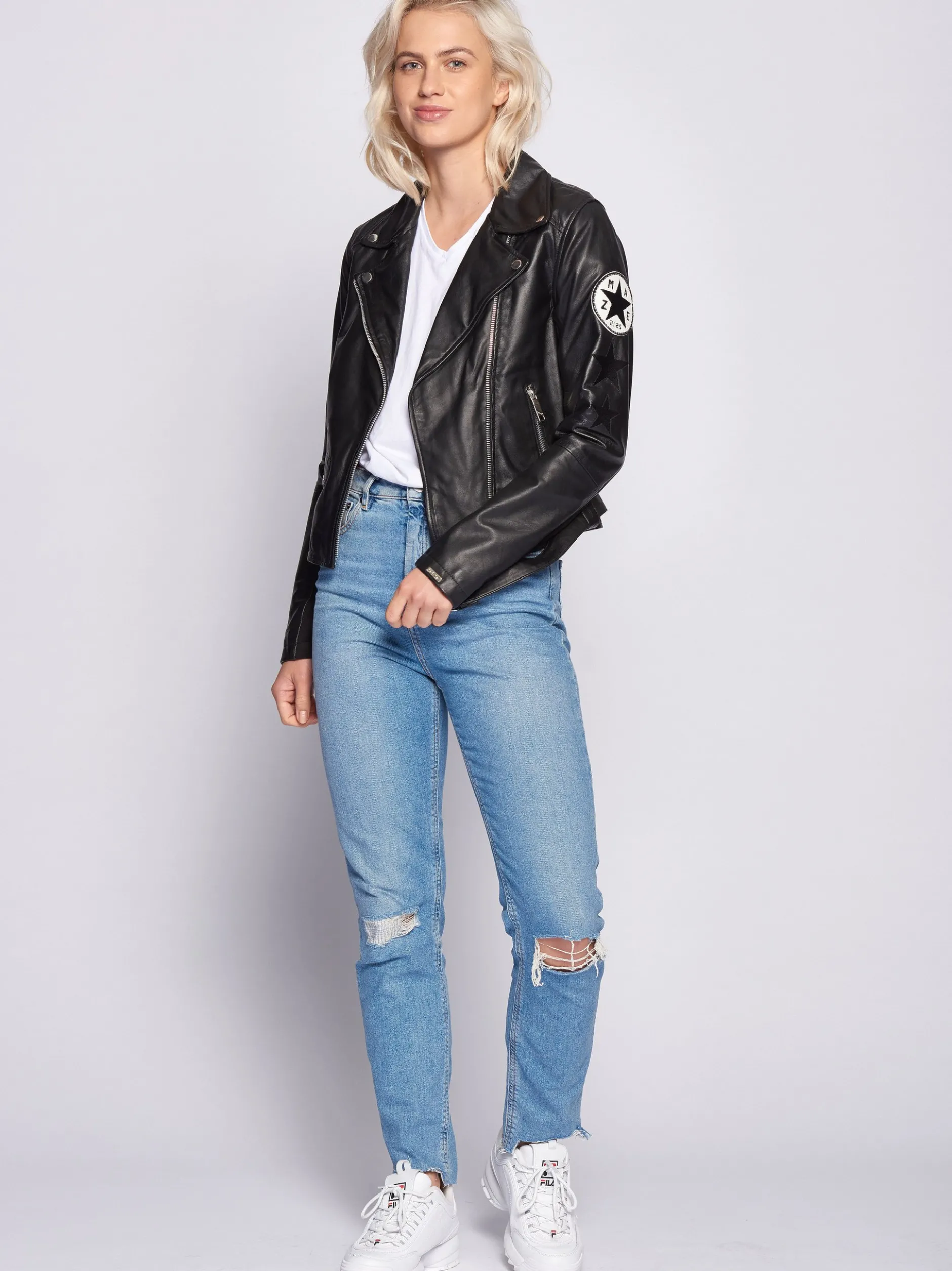Maze Damen Lederjacke in schwarz