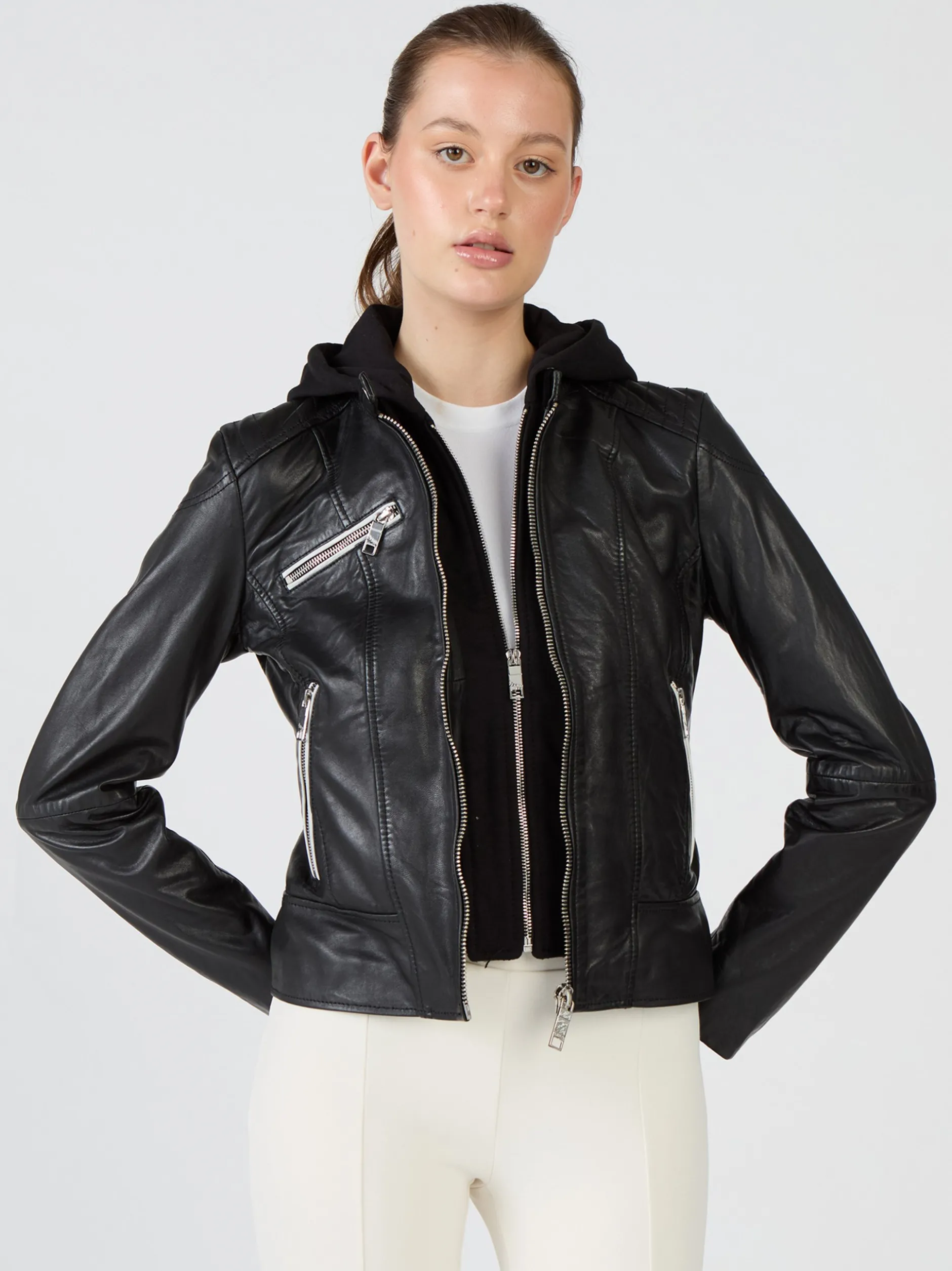 Maze Damen Lederjacke in schwarz