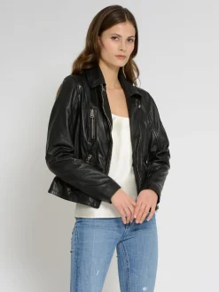 Maze Damen Lederjacke in schwarz