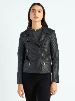 Maze Damen Lederjacke in schwarz