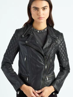 Maze Damen Lederjacke in schwarz