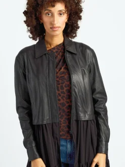 Maze Damen Lederjacke in schwarz
