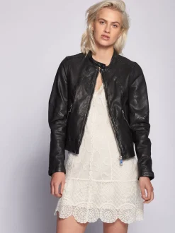 Maze Damen Lederjacke in schwarz