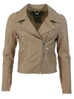 Maze Damen Lederjacke in taupe