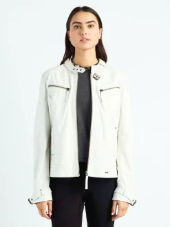 Maze Damen Lederjacke in weiß