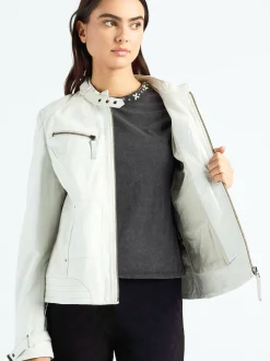Maze Damen Lederjacke in weiß