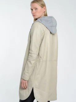 Maze Damen Ledermantel in beige