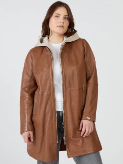 Maze Damen Ledermantel in cognac