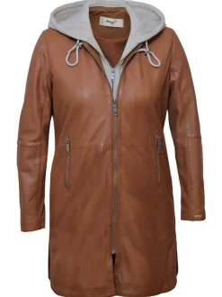 Maze Damen Ledermantel in cognac