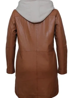 Maze Damen Ledermantel in cognac