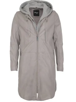 Maze Damen Ledermantel in grau