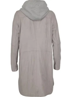Maze Damen Ledermantel in grau