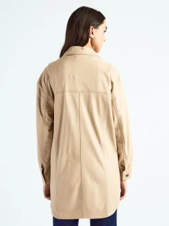 Maze Damen Ledermantel in sand