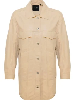 Maze Damen Ledermantel in sand