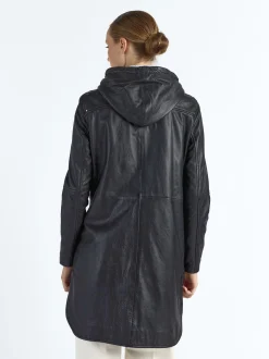 Maze Damen Ledermantel in schwarz