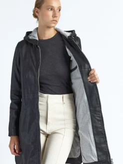 Maze Damen Ledermantel in schwarz