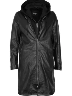 Maze Damen Ledermantel in schwarz