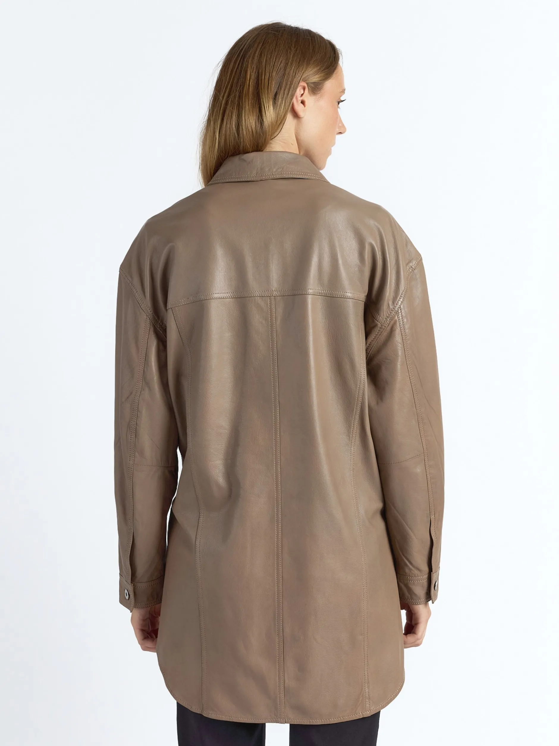 Maze Damen Ledermantel in taupe