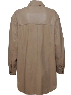Maze Damen Ledermantel in taupe