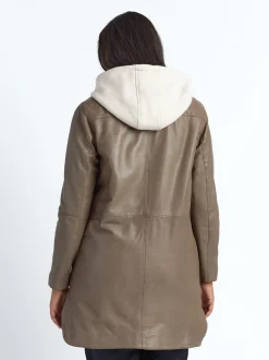 Maze Damen Ledermantel in taupe