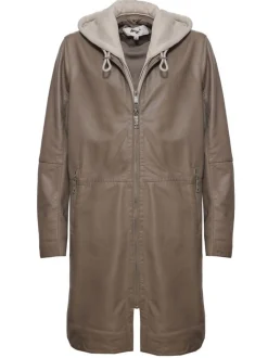 Maze Damen Ledermantel in taupe