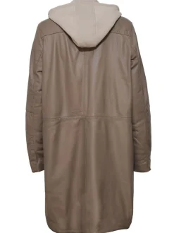 Maze Damen Ledermantel in taupe