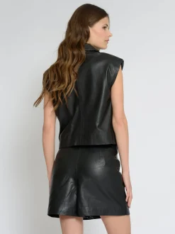 Maze Damen Lederweste in schwarz