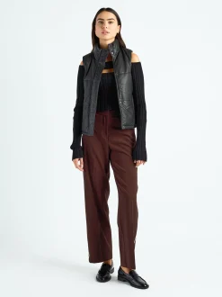 Maze Damen Lederweste in schwarz