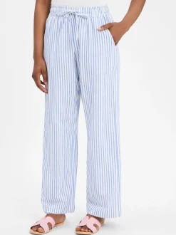 mbyM Damen Hose mit Leinen-Anteil - Grasielle-M in weiß hellblau