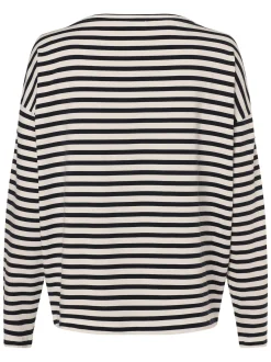Mey Damen Pyjama-Shirt in marine weiß - Ärmel: langarm